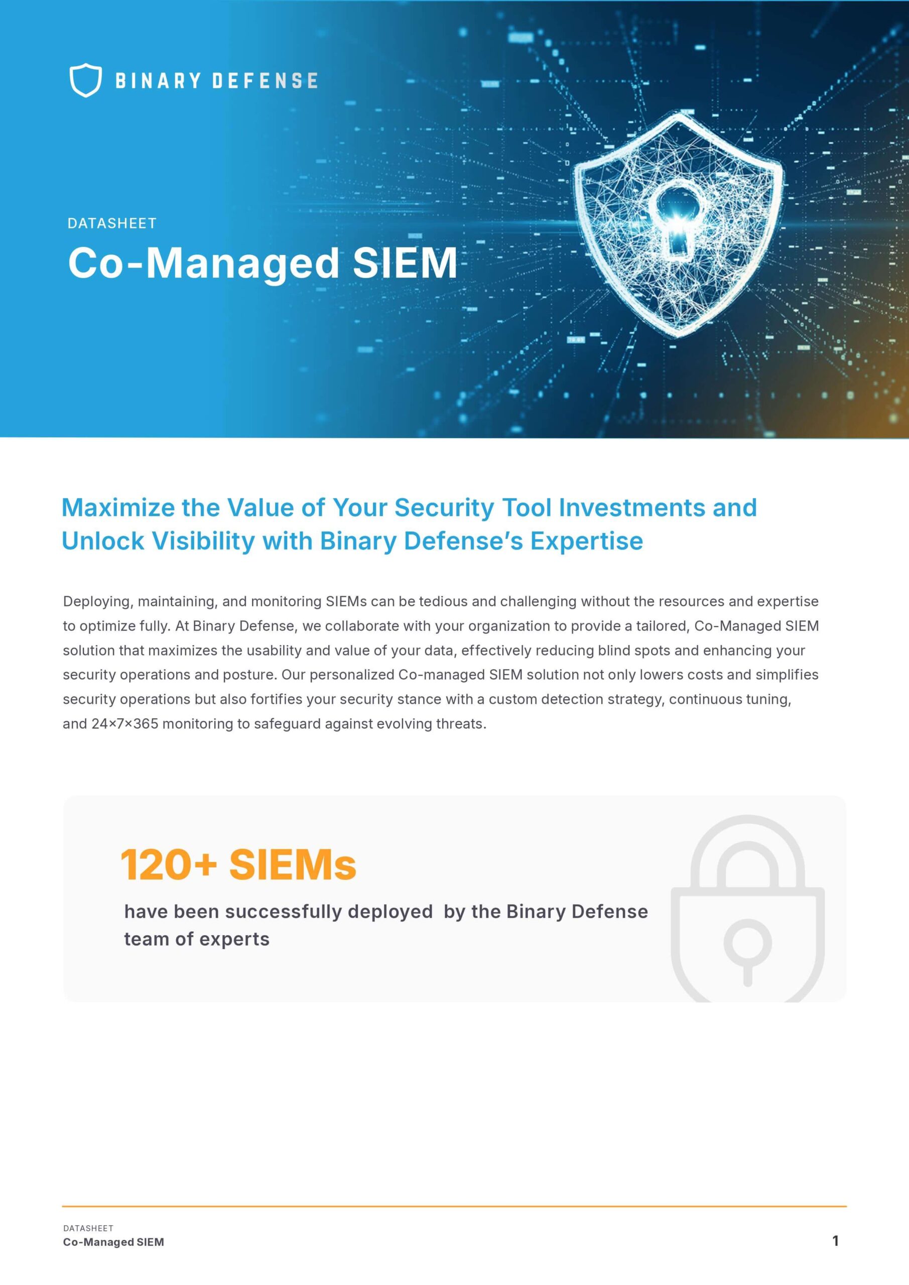 Binary Defense Co-Managed SIEM Datasheet Preview